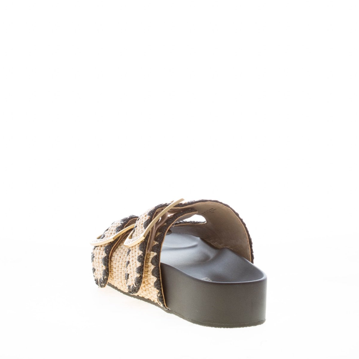 STEVE MADDEN donna sandalo ciabatta On Deck in rafia NATURALE e NERO con fibbie - immagine 4