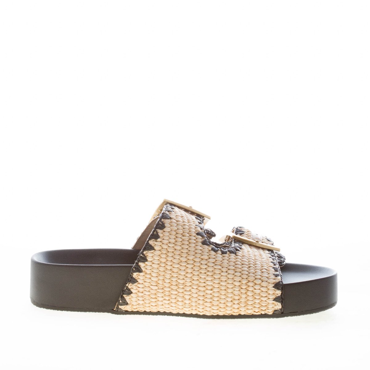 STEVE MADDEN donna sandalo ciabatta On Deck in rafia NATURALE e NERO con fibbie - immagine 5