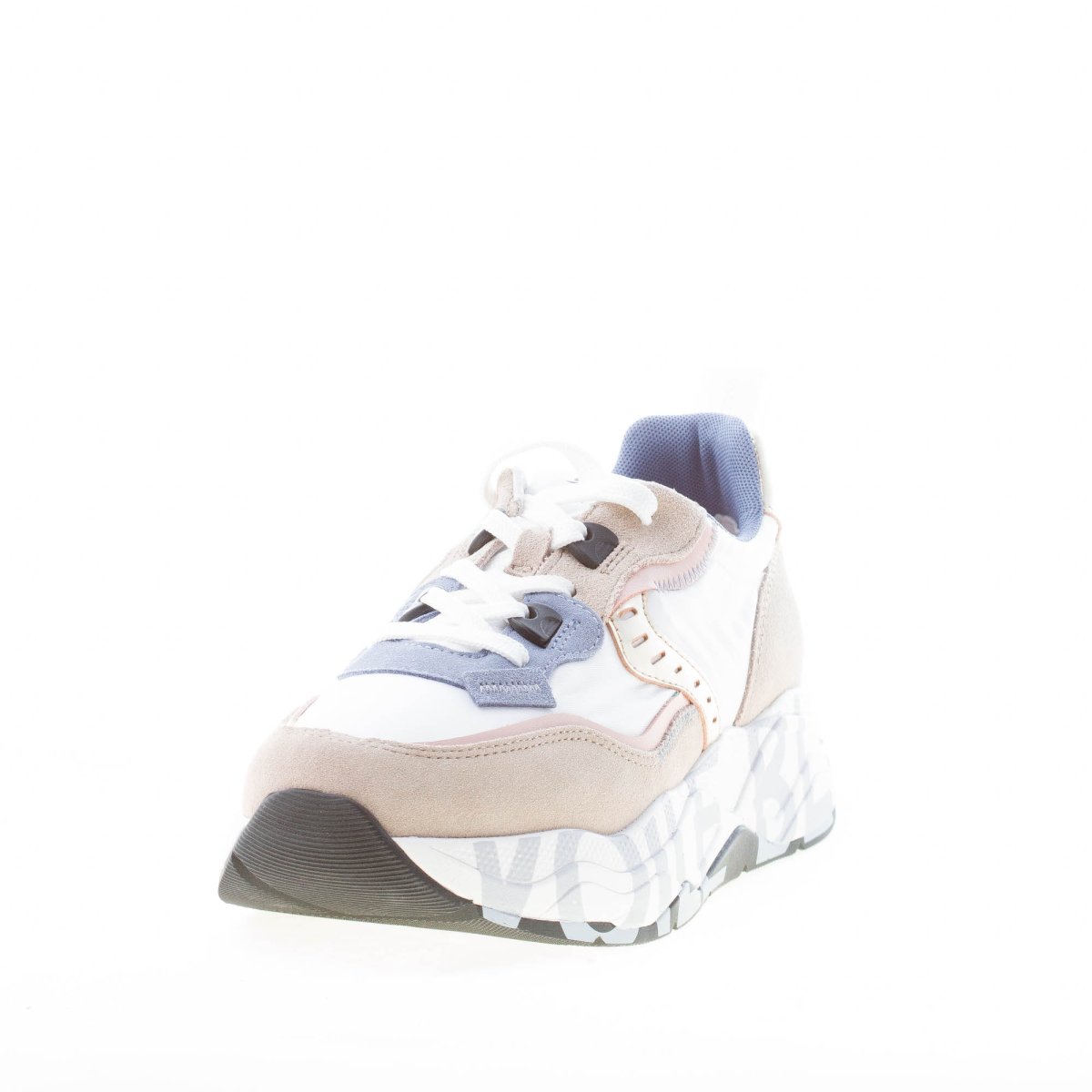 VOILE BLANCHE donna sneaker Club105 in tessuto BIANCO e camoscio BEIGE - immagine 3