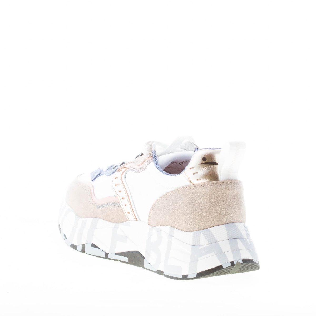 VOILE BLANCHE donna sneaker Club105 in tessuto BIANCO e camoscio BEIGE - immagine 4
