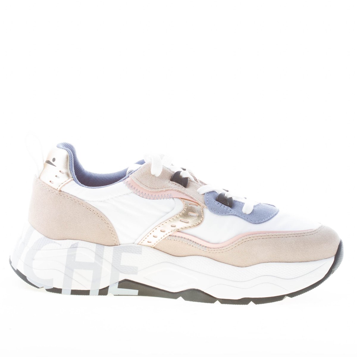 VOILE BLANCHE donna sneaker Club105 in tessuto BIANCO e camoscio BEIGE - immagine 5