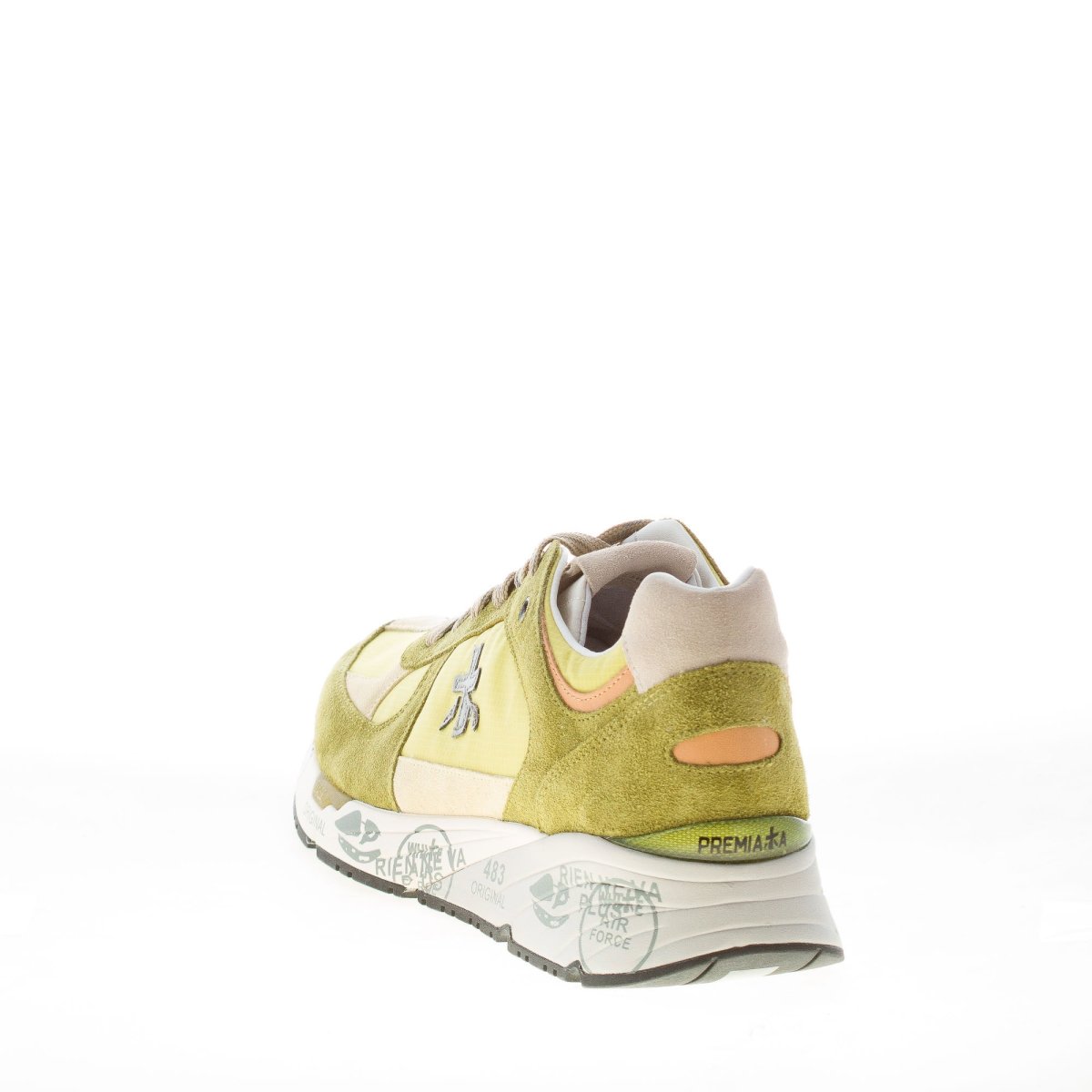 PREMIATA uomo sneaker Mase 7236 in camoscio verde oliva e tessuto lime - immagine 4