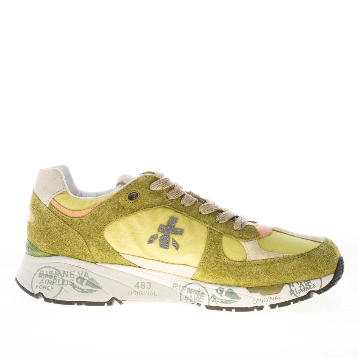 PREMIATA uomo sneaker Mase 7236 in camoscio verde oliva e tessuto lime - immagine 5