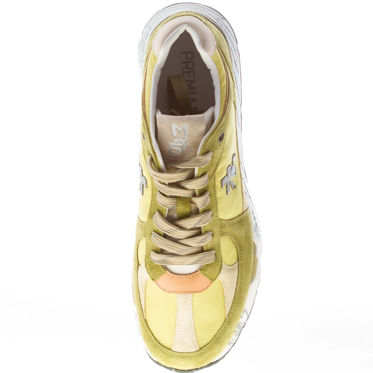 PREMIATA uomo sneaker Mase 7236 in camoscio verde oliva e tessuto lime - immagine 6