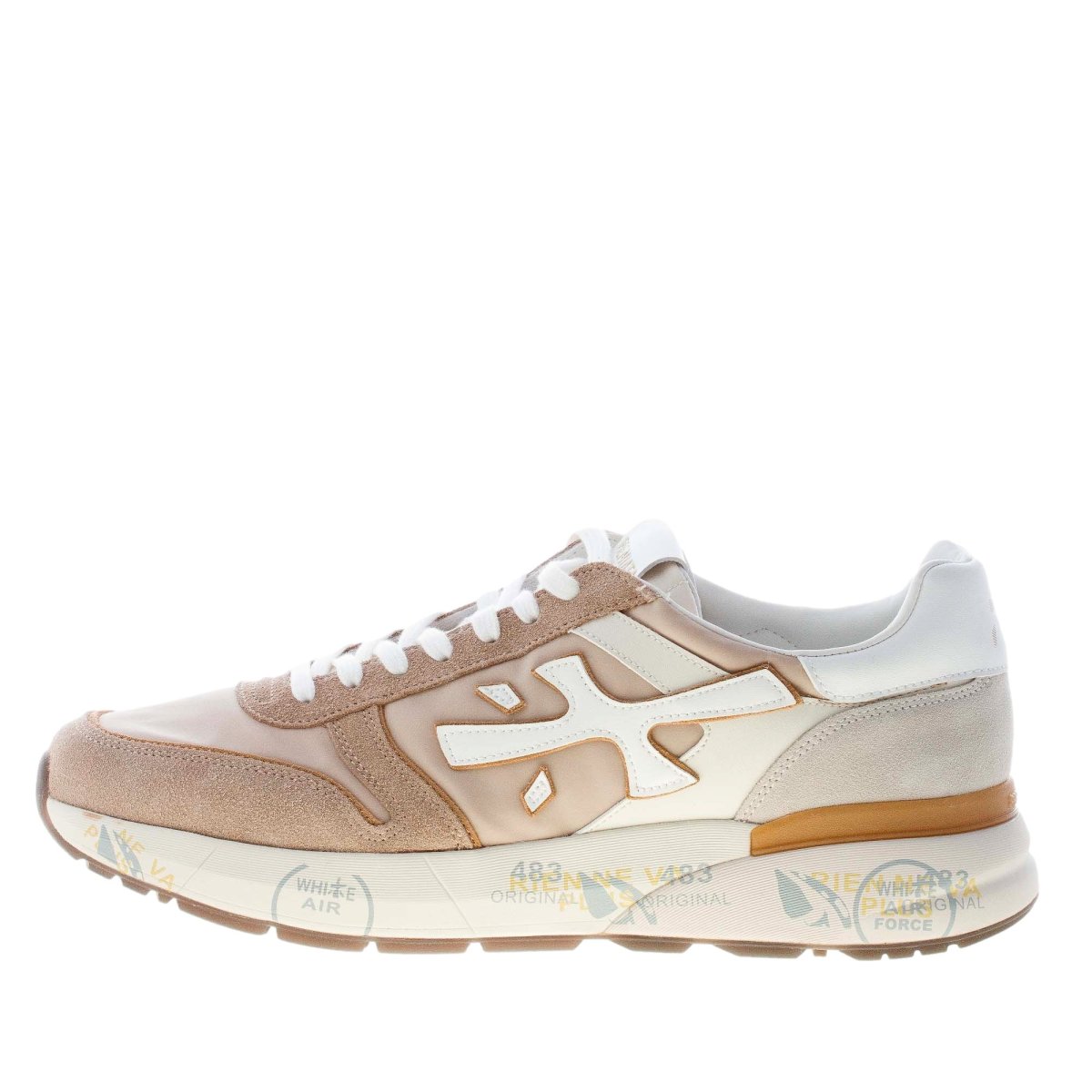 PREMIATA uomo sneaker Mick 7213 in camoscio e tessuto BEIGE e bianco