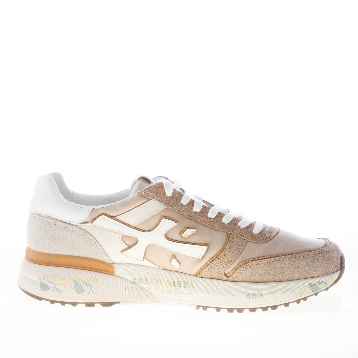PREMIATA uomo sneaker Mick 7213 in camoscio e tessuto BEIGE e bianco - immagine 5