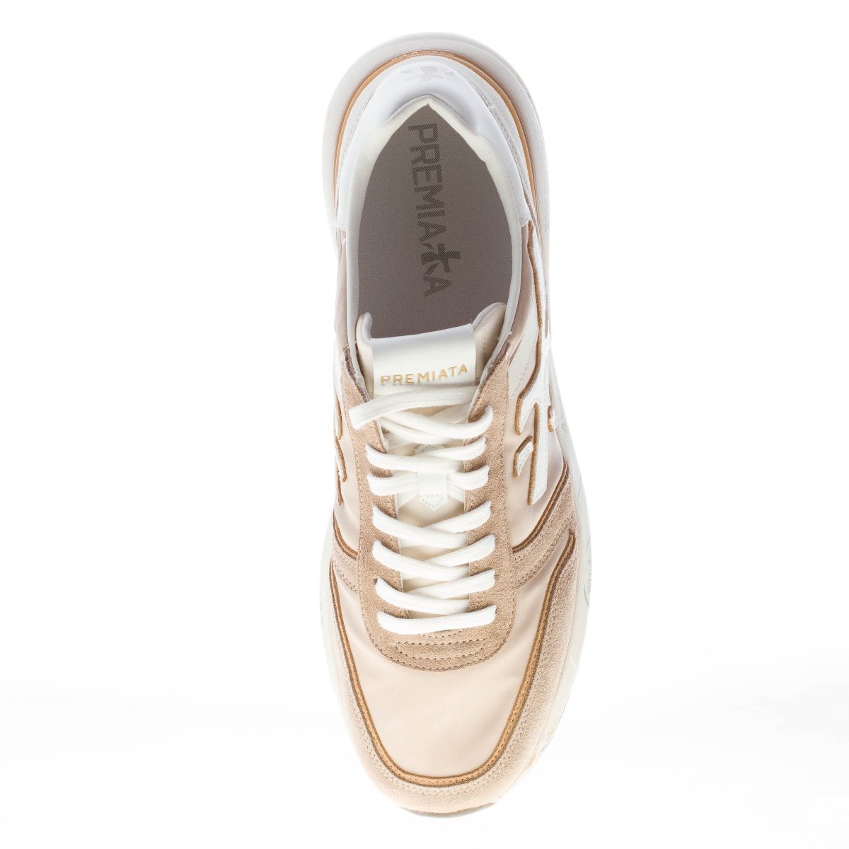 PREMIATA uomo sneaker Mick 7213 in camoscio e tessuto BEIGE e bianco - immagine 6