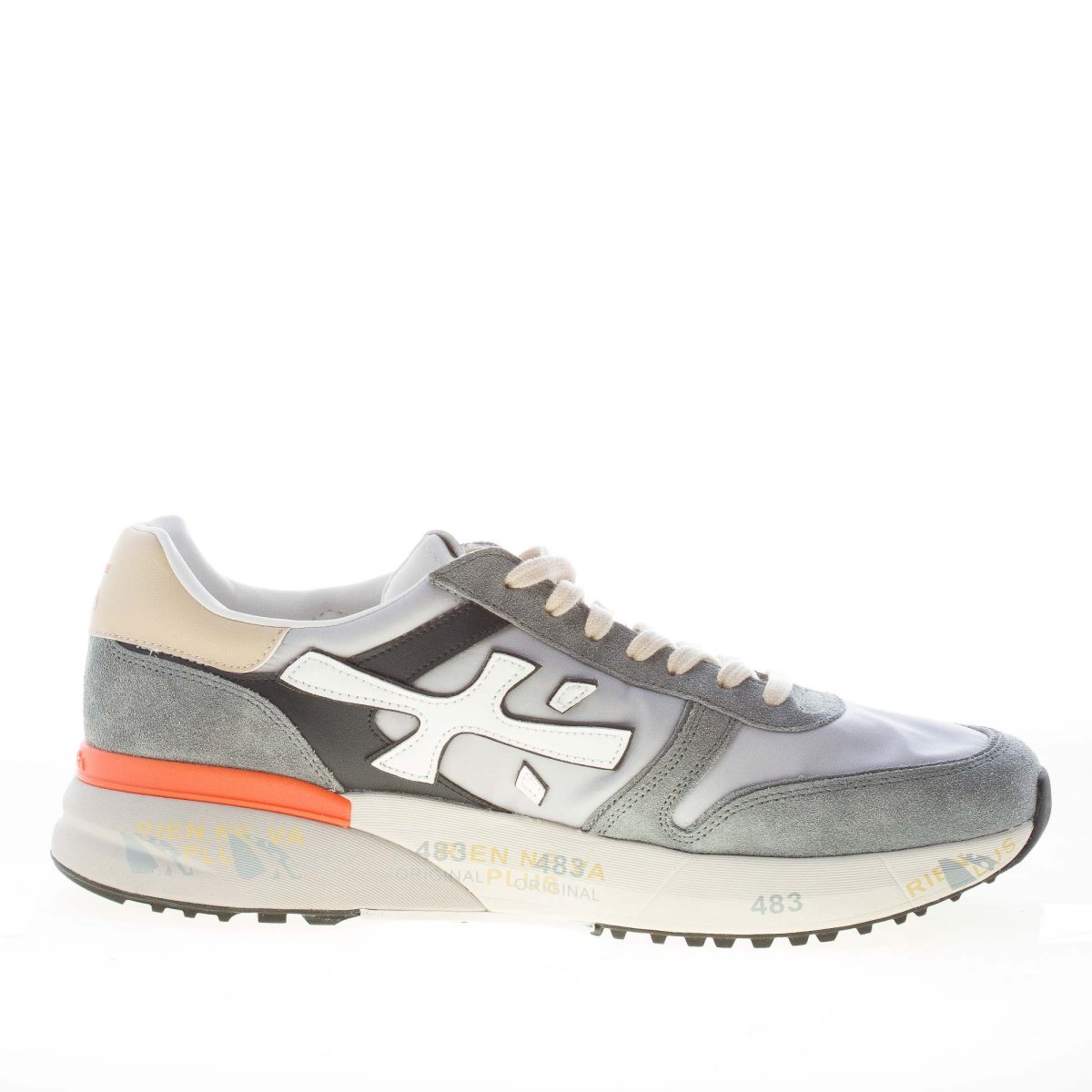 PREMIATA uomo sneaker Mick 7245 in camoscio e tessuto GRIGIO e bianco - immagine 5