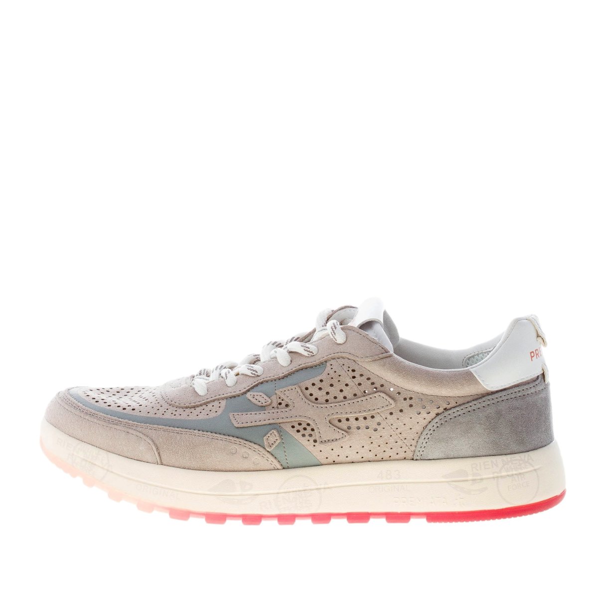 PREMIATA uomo sneaker Nous 7223 in camoscio forato e tessuto tecnico GRIGIO - immagine 2