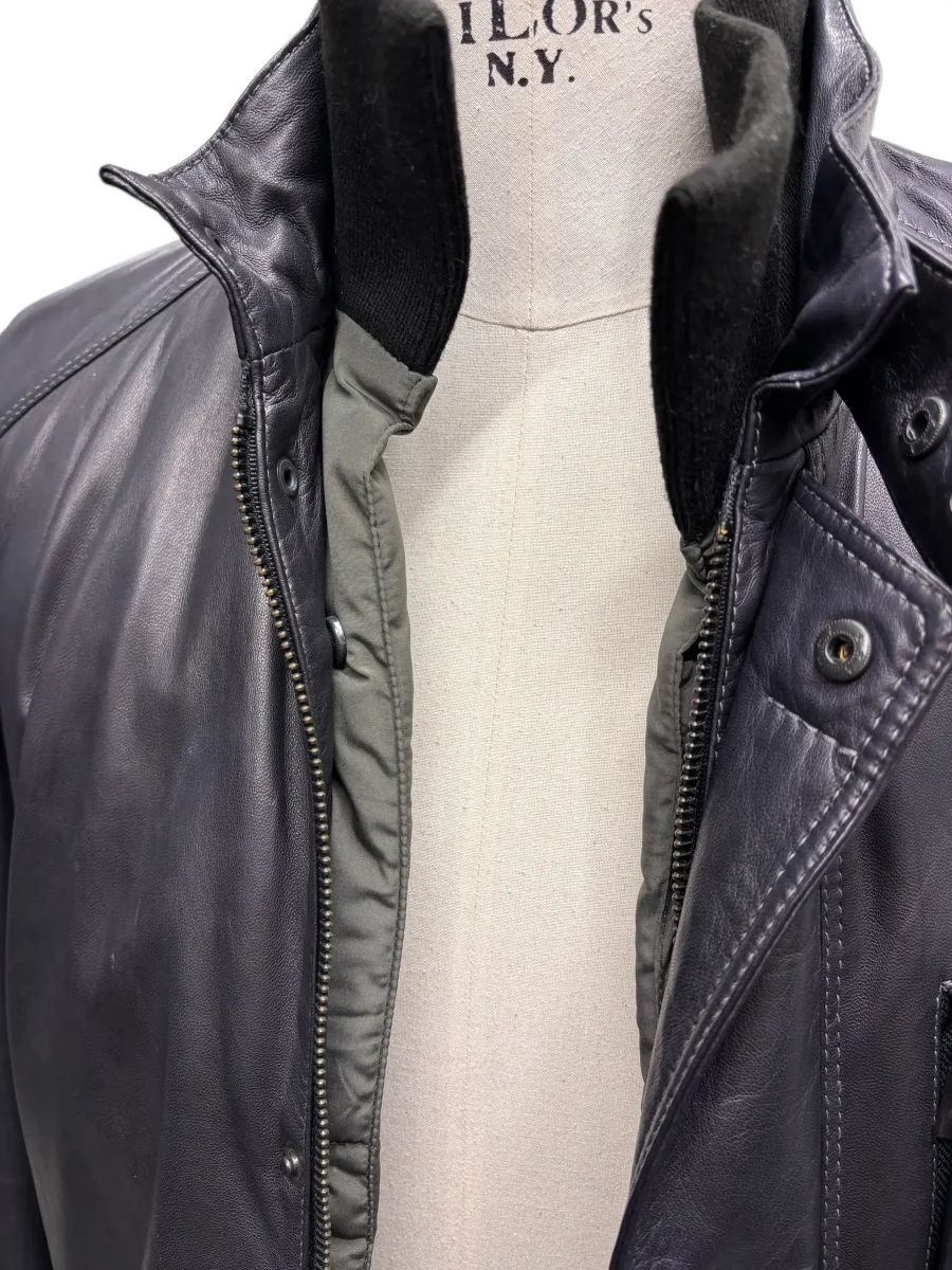 Bugatti – Giaccone in pelle blu uomo – 48 - immagine 5