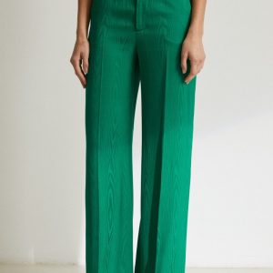 Pantaloni Alex in viscosa moiré verde brillante