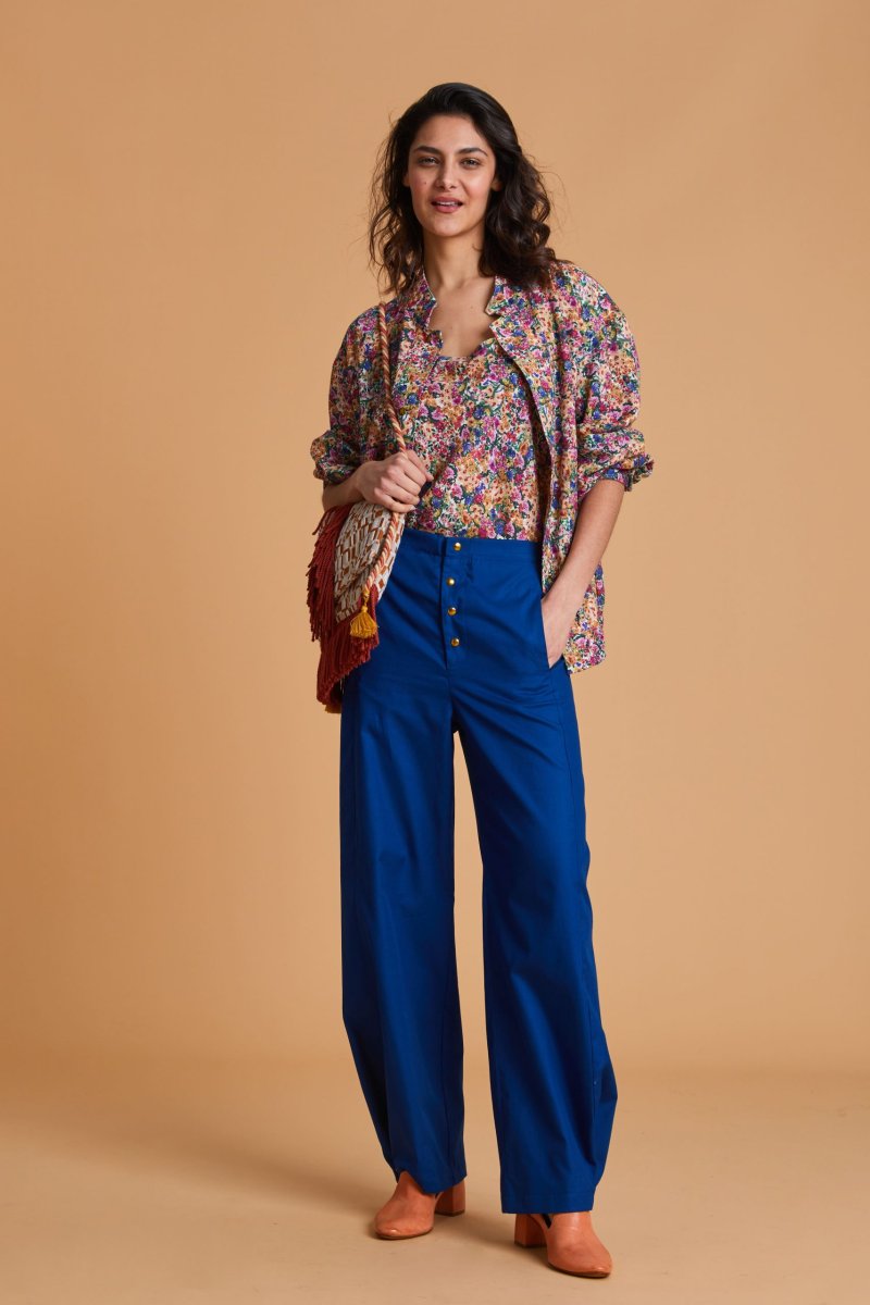 Top Babi in lino a fiori multicolor - immagine 3