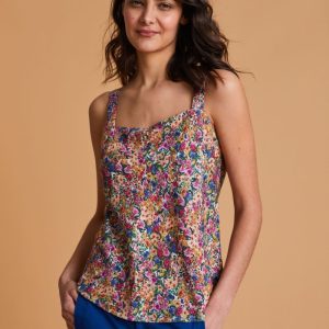 Top Babi in lino a fiori multicolor