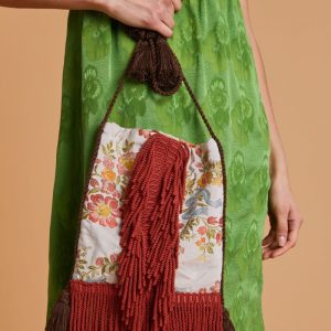 Borsa a tracolla piccola in broccato di seta