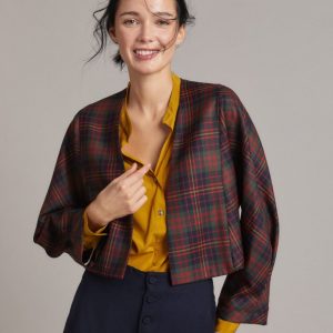 Bolero Cris in lana tartan blu, verde e rossa