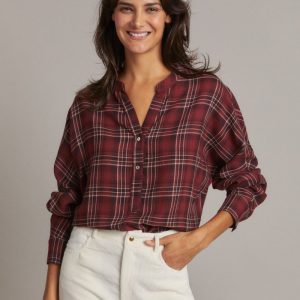 Camicia Marta in lana a quadri mattone