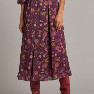 Gonna Greta in garza prugna a fiori