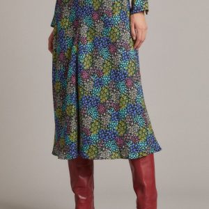 Gonna Ottavia in seta a fiori multicolor