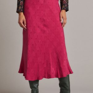 Gonna Ottavia in seta ciclamino jacquard