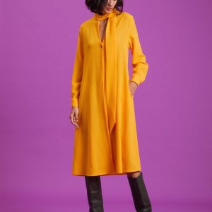 Abito Zoe in crêpe di lana gialla