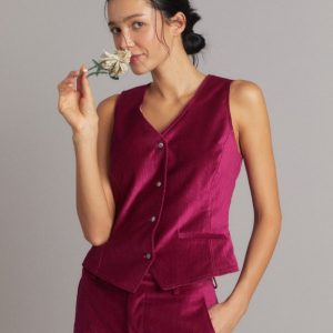 Gilet Annie in velluto moiré ciliegia