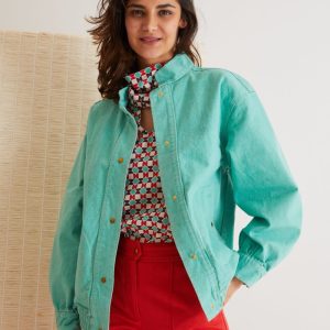 Giubbotto Mila in canvas verde acqua