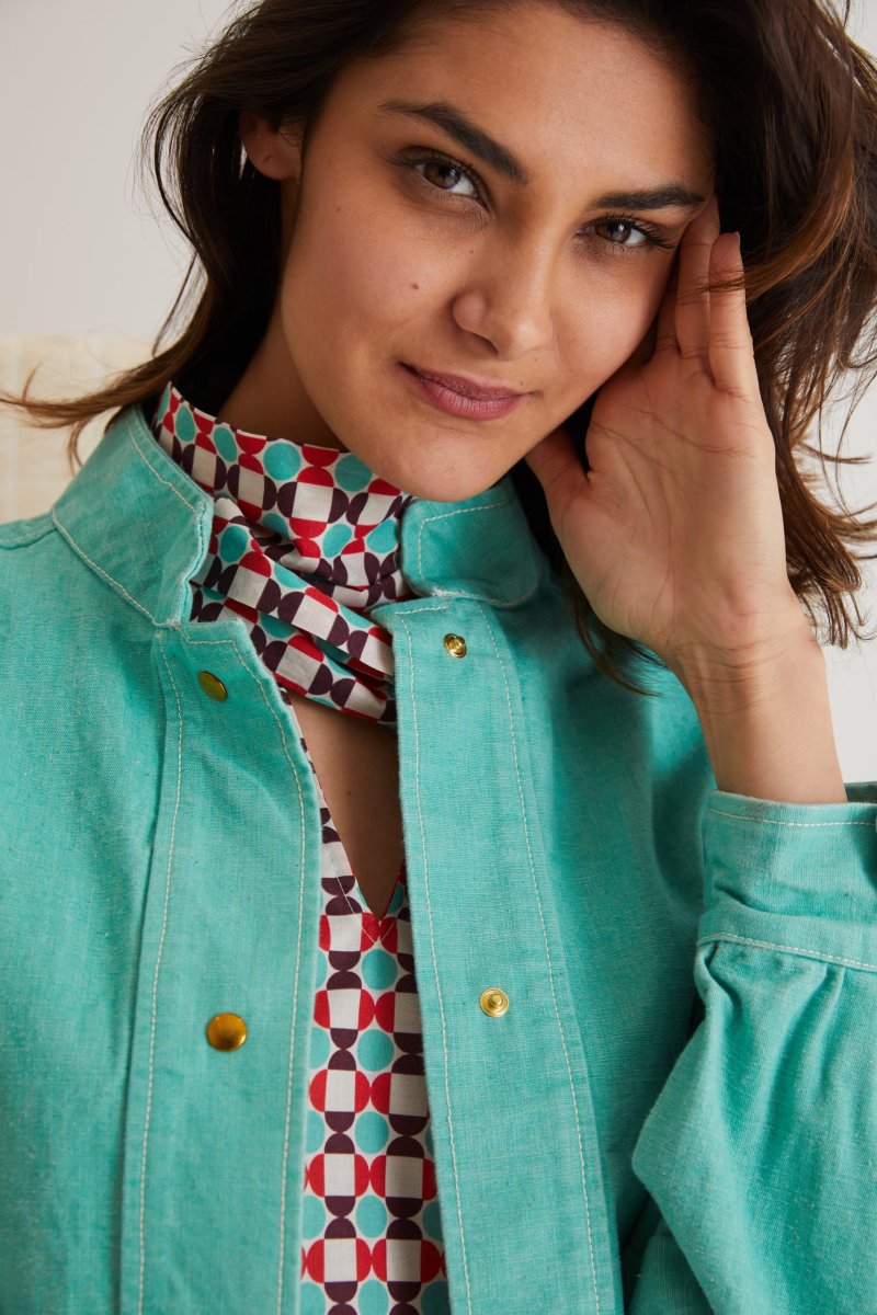 Giubbotto Mila in canvas verde acqua - immagine 4