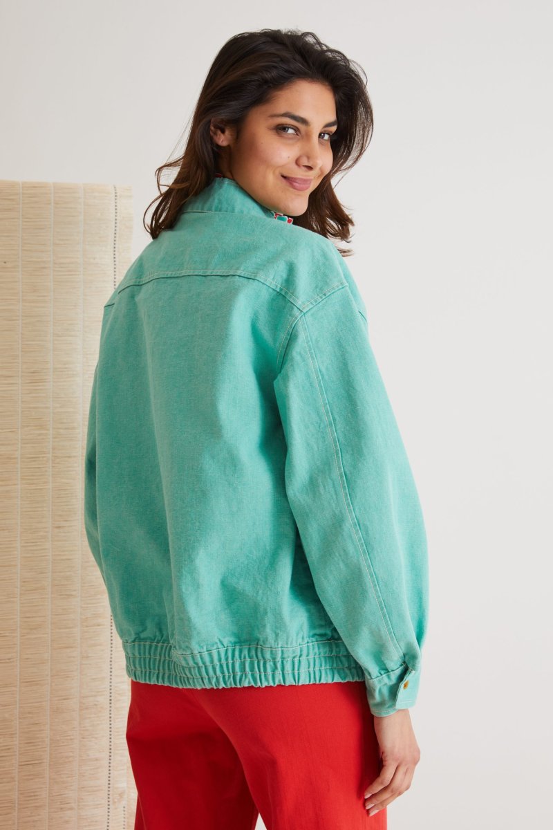 Giubbotto Mila in canvas verde acqua - immagine 6