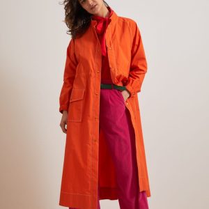 Parka Penelope in popeline di cotone arancione