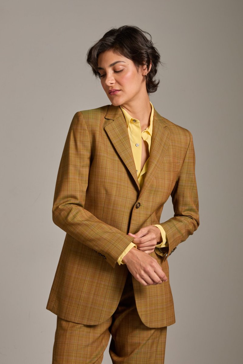 Blazer Max in lana leggera senape cangiante verde