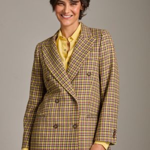 Blazer Sofia a quadretti gialli marroni e grigi