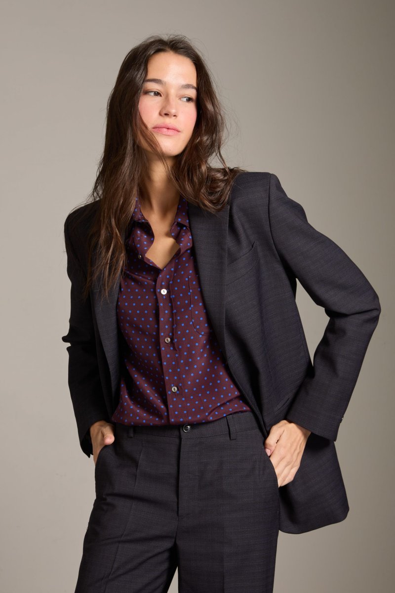 Blazer Max in fresco lana blu e nero - immagine 4