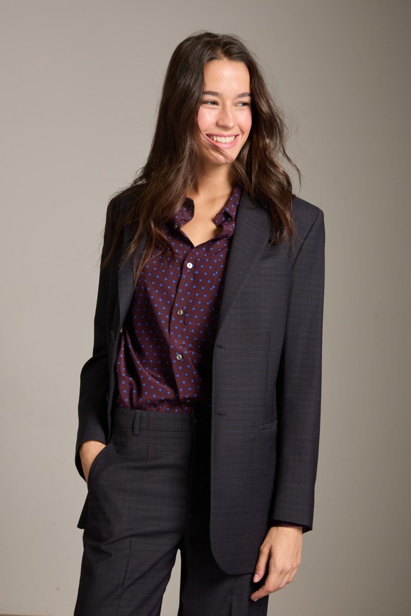 Blazer Max in fresco lana blu e nero