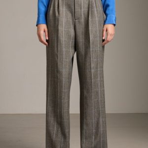 Pantaloni Kate bianchi e neri a quadri azzurri