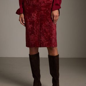 Gonna Virna in velluto rosso stampato