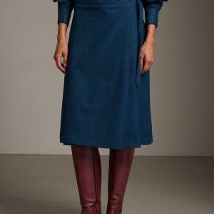 Gonna Brigitte in camoscio eco ottanio