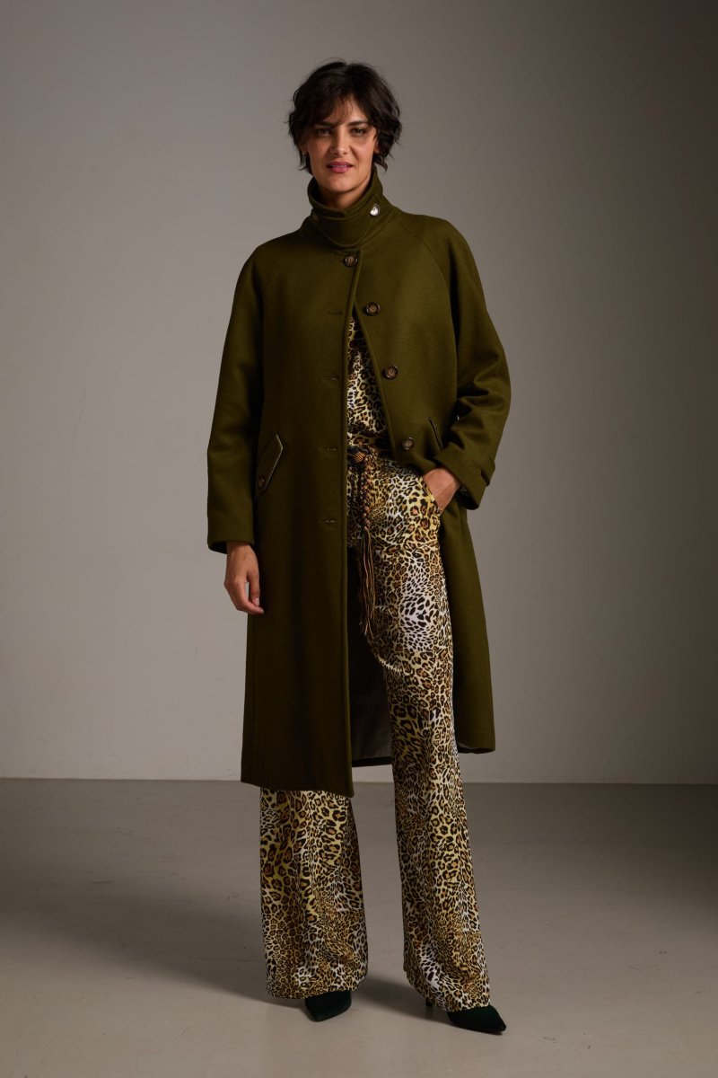 Trench Valerie in panno di lana verde oliva - immagine 3