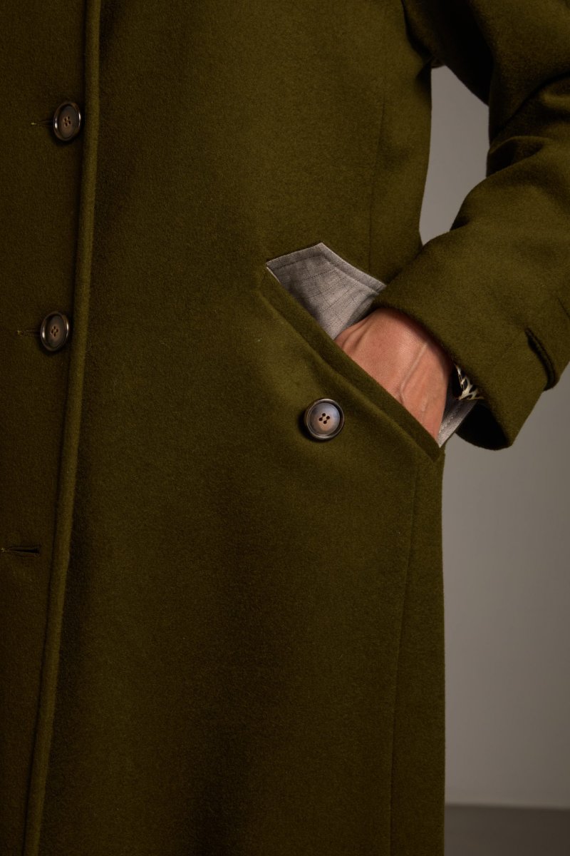 Trench Valerie in panno di lana verde oliva - immagine 5