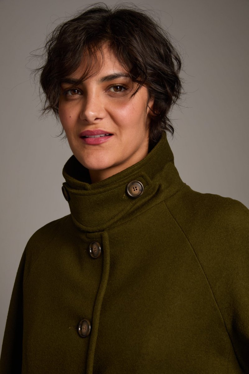 Trench Valerie in panno di lana verde oliva - immagine 4