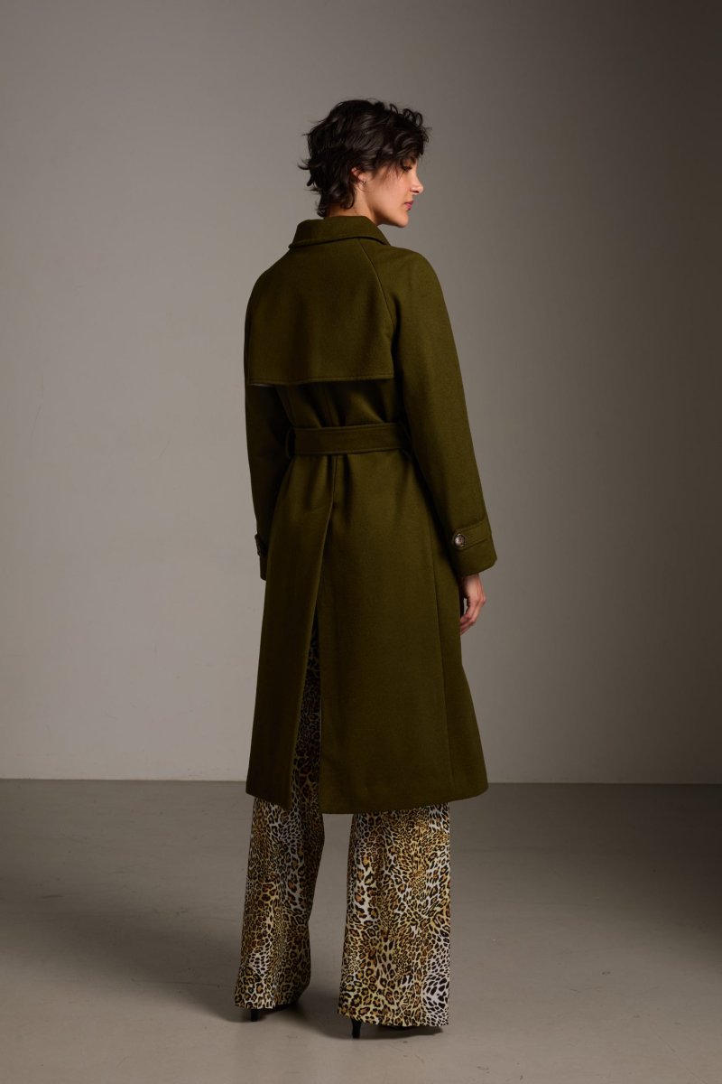 Trench Valerie in panno di lana verde oliva - immagine 7