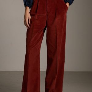 Pantaloni Kate in velluto millerighe ruggine