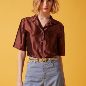 Camicia Franci in seta cioccolato