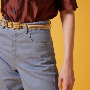 Cintura in fantasia verde e marrone