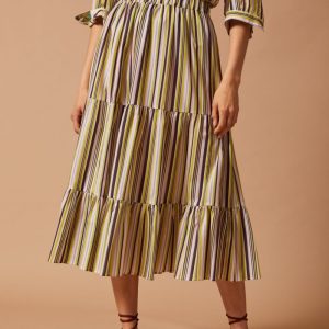 Gonna Martina a righe viola verdi e rosa