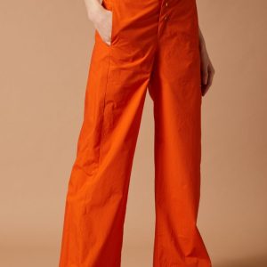 Pantaloni Eva in popeline di cotone arancione