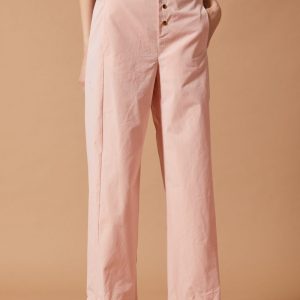 Pantaloni Eva in popeline di cotone rosa tenue