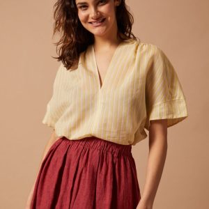 Top Marilù in cotone a righine