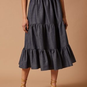 Gonna Martina in denim blu leggero