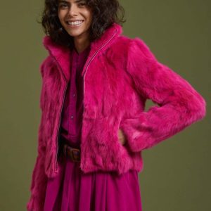 Bomber in lapin rosa fucsia