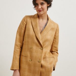 BLazer Noemi in lino ocra a quadri